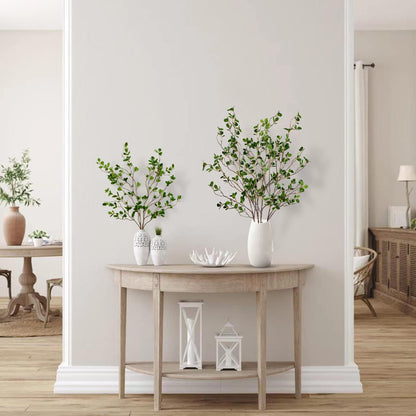 TETOU 4pcs Artificial Ficus Branches 43" Faux Leaf Spray Green Eucalytus Greenery Stems Home Office Vase Filler Decor
