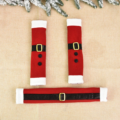 TETOU 3Pcs Refrigerator Door Handle Covers Protector, Santa's clothes Kitchen Appliance Covers, Microwave Oven Dishwasher Christmas Decorations