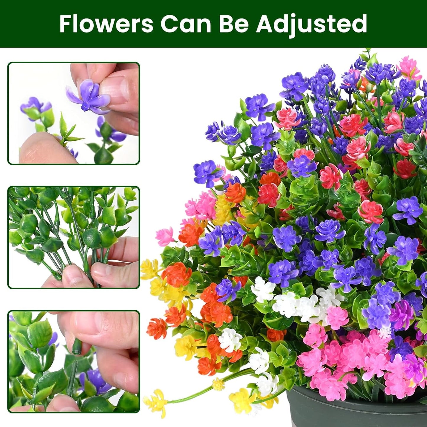 TETOU 22pcs Artificial Plants Outdoor, Artificial Fake Faux Flowers for Indoor Home Front Porch Pot Hanging Decoration