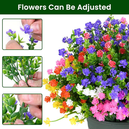 TETOU 22pcs Artificial Plants Outdoor, Artificial Fake Faux Flowers for Indoor Home Front Porch Pot Hanging Decoration