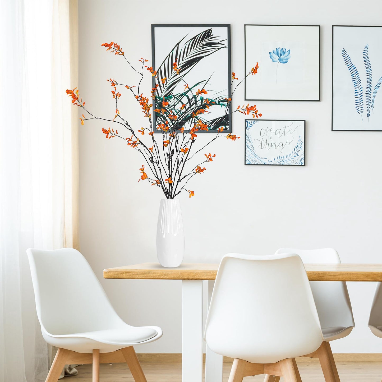TETOU 38" Fall Artificial Ficus Branches, 4 Pcs Fake Greenery Stems Faux Eucalyptus Stems Fake Maple Twigs for Home Autumn Indoor Office Wedding Vase Filler Decoration