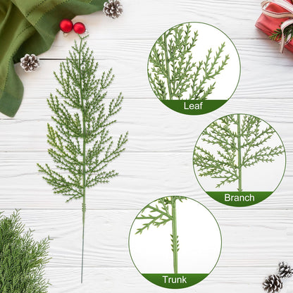 TETOU 40pcs Christmas Artificial Norfolk Cedar Sprigs Faux Cedar Spray Branches Greenery for Holiday DIY Decor
