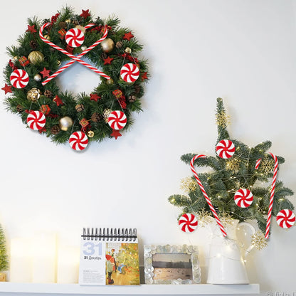 TETOU Christmas Plastic Candy Cane Red White Candy Canes for Christmas Tree Hanging Ornament Home Xmas DIY Craft Decoration