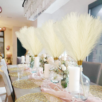 TETOU 50pcs Faux Pampas Grass 21.65" Short Vase Filler Flower Arrangement Home Wedding Boho Decor