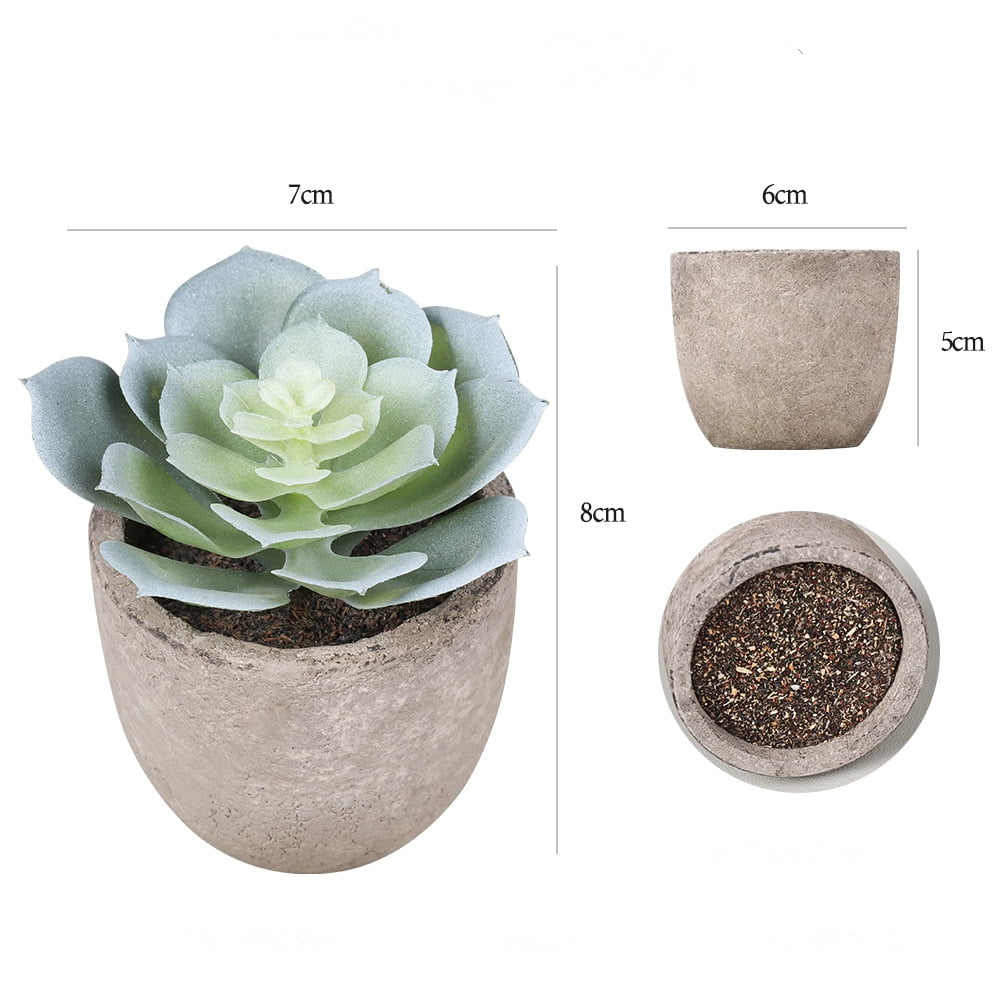 TETOU 5pcs Artificial Succulent Plants Mini Fake Plant Potted Planter Small Plant Leaf Home Green Decor
