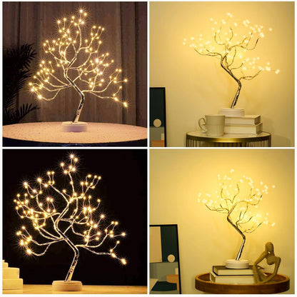 TETOU DIY Artificial Tree Lamp, 20" 108 LED Tabletop Bonsai Tree Light, Battery(not included)/USB Operated Aesthetic Lamps for Living Room Bedroom Christmas Home Gifts House Decor - Warm White