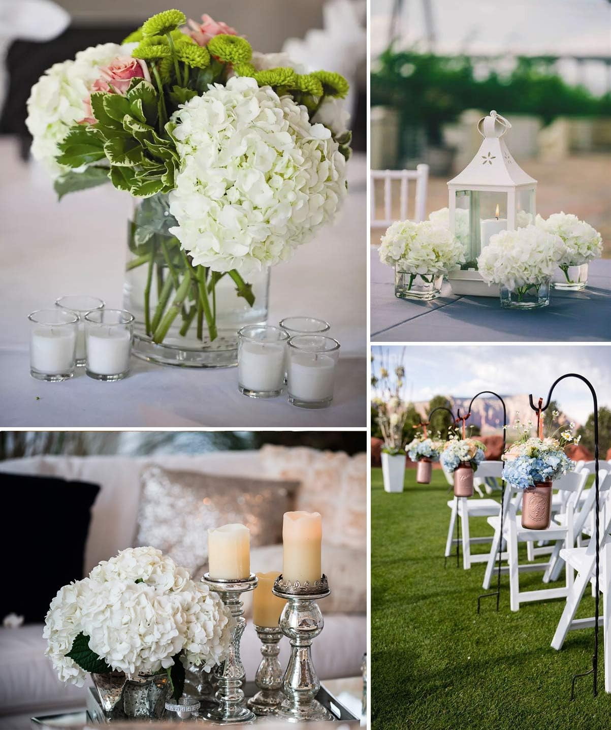 TETOU 10Pcs Silk Hydrangea Heads, Artificial Flowers Heads Fake Flower with Stems for Home Wedding Family Party Decoration - Champagne