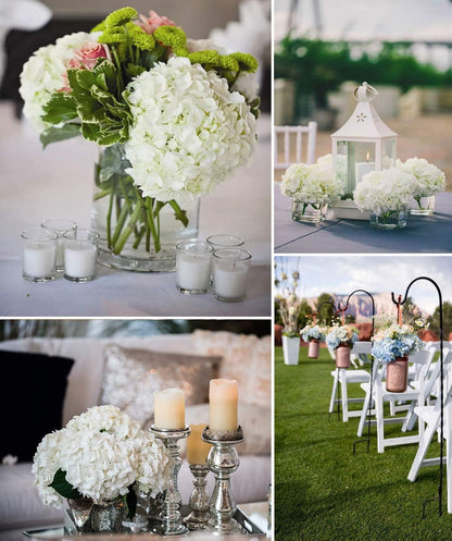 TETOU 10Pcs Silk Hydrangea Heads, Artificial Flowers Heads Fake Flower with Stems for Home Wedding Family Party Decoration - Champagne