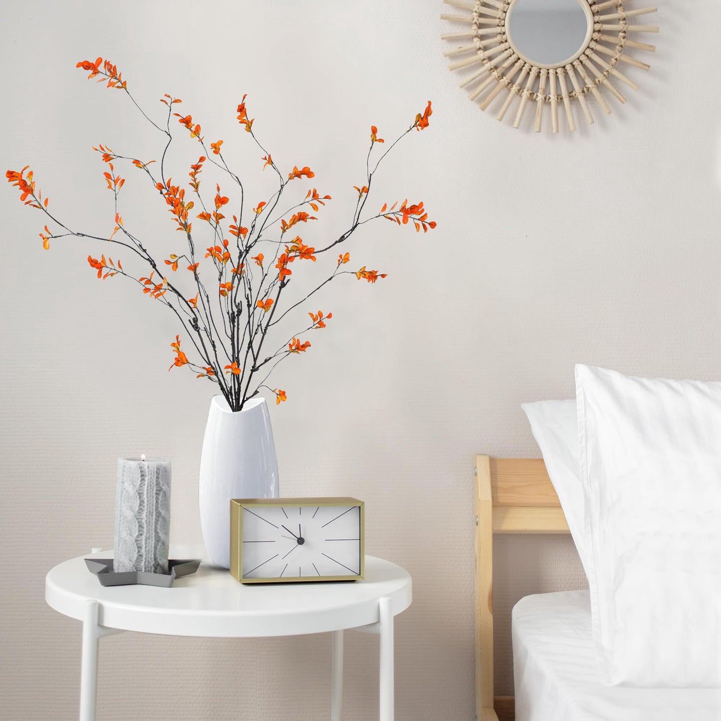 TETOU 38" Fall Artificial Ficus Branches, 4 Pcs Fake Greenery Stems Faux Eucalyptus Stems Fake Maple Twigs for Home Autumn Indoor Office Wedding Vase Filler Decoration