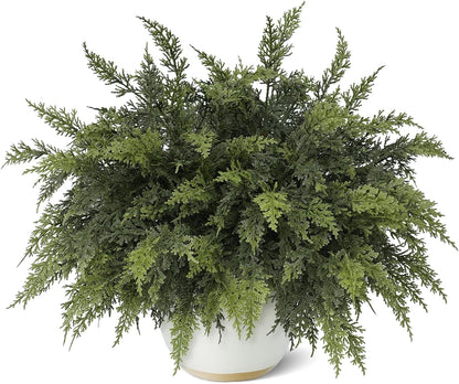 TETOU 6pcs Real Touch Cedar Branches,18" Artificial Christmas Cedar Branch Realistic Fake Pine Picks Faux Greenery Plants Stem for Vase DIY Crafts Garland Wreath Indoor Outdoor Home Decor