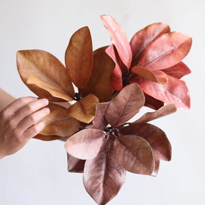 TETOU 3 Pcs Fall Artificial Magnolia Leaves Branches, 21.7" Fake Magnolia Stems Faux Plants for Indoor Outdoor Autumn Thanksgiving Farmhouse Table Home Vase Filling Party Wedding Decorations