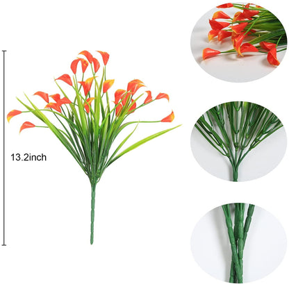 TETOU 5pcs Artificial Calla Lily Plastic Flowers UV Resistant Fake Plants Home Garden Indoor Outdoor Decor - Rose