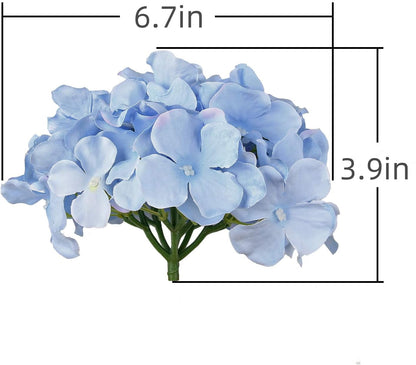 TETOU 10Pcs Silk Hydrangea Heads, Artificial Flowers Heads Fake Flower with Stems for Home Wedding Family Party Decoration - Blue