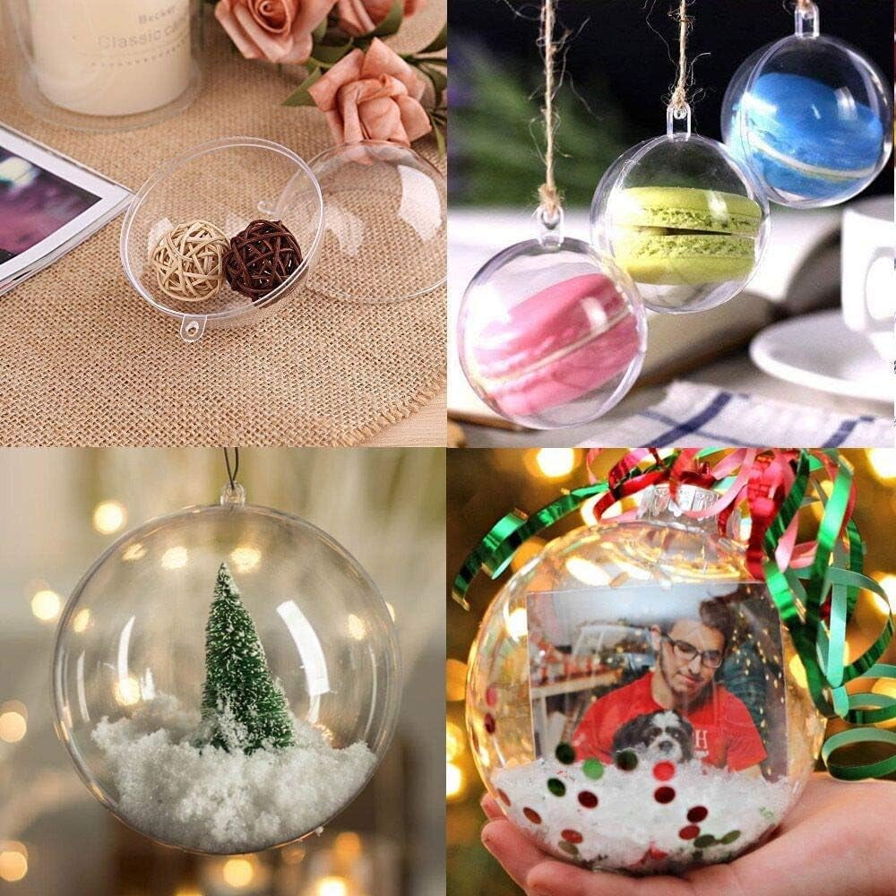 TETOU 20Pcs Christmas Ornaments Balls, 100mm Clear Plastic Fillable Ornament for Crafts, Clear Acrylic DIY Ornaments for Christmas Tree Holiday Wedding Party Home Hanging Decor