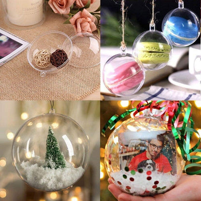 TETOU 20Pcs Christmas Ornaments Balls, 100mm Clear Plastic Fillable Ornament for Crafts, Clear Acrylic DIY Ornaments for Christmas Tree Holiday Wedding Party Home Hanging Decor