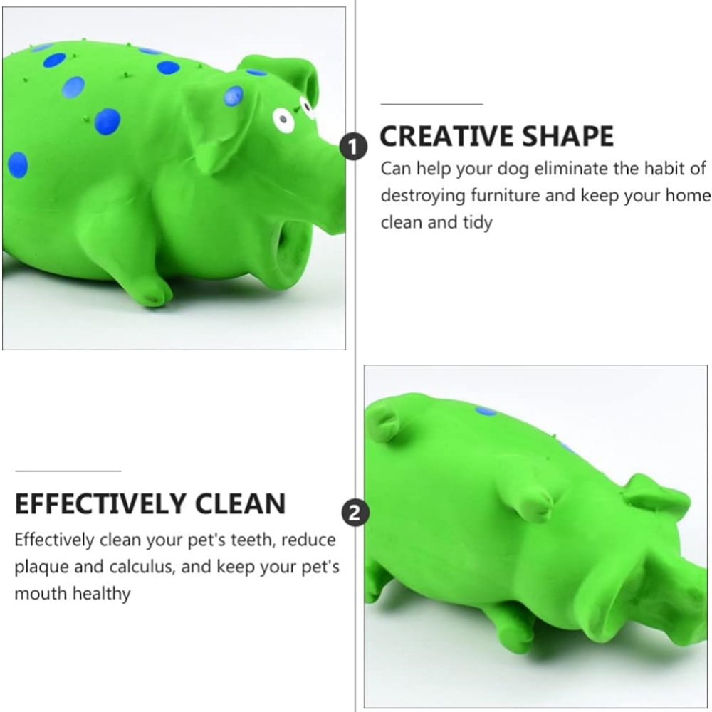 TETOU Squeaky Pig Dog Toy, Small Breed Dog Latex Chew Toys Natural Rubber Pig Sound Play Toy for Interactive Dog Playing Emulsion the Dog - Green