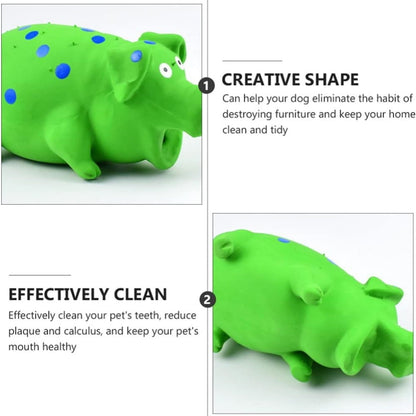 TETOU Squeaky Pig Dog Toy, Small Breed Dog Latex Chew Toys Natural Rubber Pig Sound Play Toy for Interactive Dog Playing Emulsion the Dog - Green