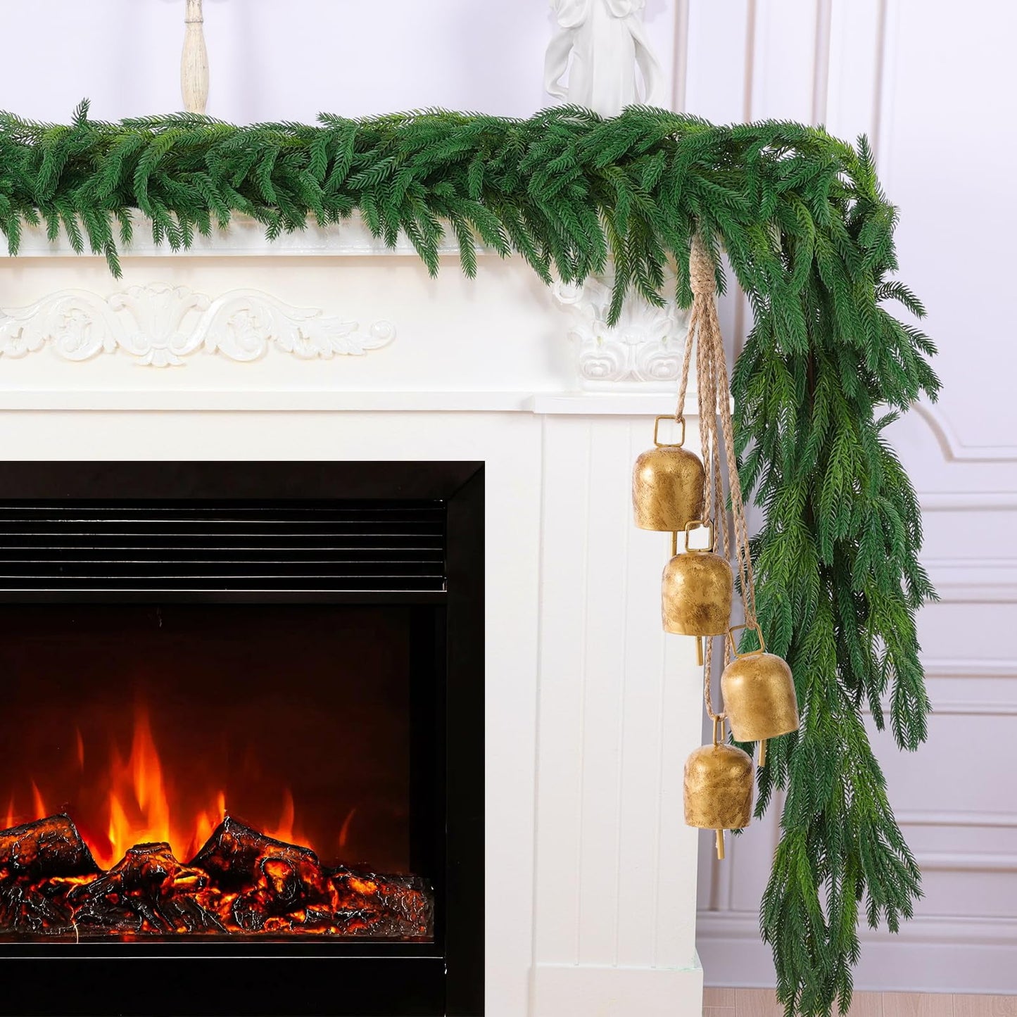 TETOU 2pcs 6ft Christmas Garlands Norfolk Pine Garland Faux Greenery Pine Garland for Christmas Holiday Winter Wall Mantle Fireplace Staircase Indoor Outdoor Decoration