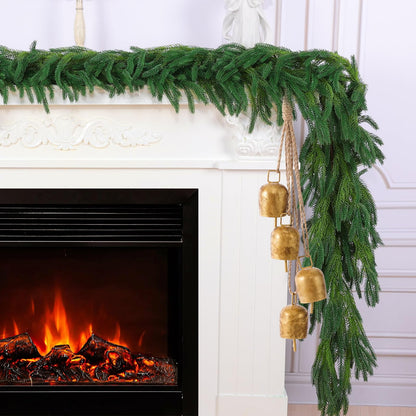 TETOU 2pcs 6ft Christmas Garlands Norfolk Pine Garland Faux Greenery Pine Garland for Christmas Holiday Winter Wall Mantle Fireplace Staircase Indoor Outdoor Decoration