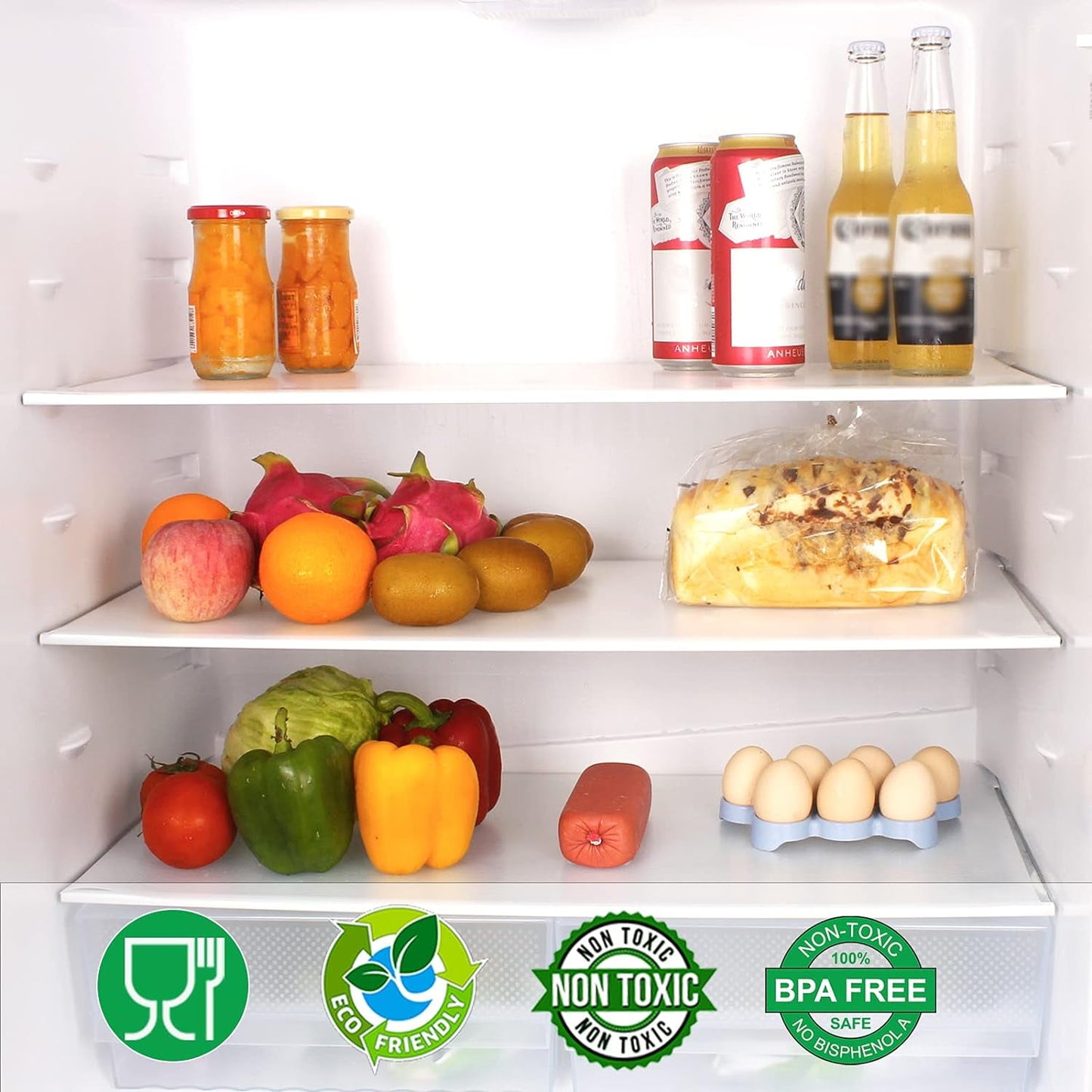 TETOU Refrigerator Liners Mats Washable, Refrigerator Mats Liner Waterproof Oilproof, Fridge Liners for Shelves Cover Pads for Freezer Glass Shelf Cupboard Cabinet Drawer