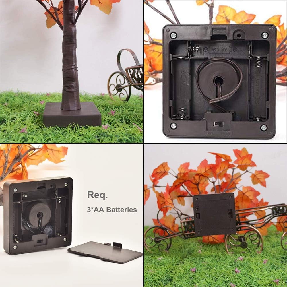 TETOU Artificial Fall Lighted Maple Tree Battery Operated 24 LED Thanksgiving Decorations Table Lights for Wedding Party Gifts Indoor Outdoor Autumn Harve'st Home Decor