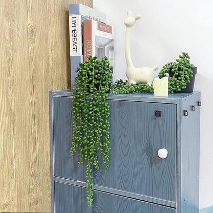 TETOU Faux Plants Artificial String of Pearls Plant in Pot Realistic Green Hanging Plants for Shelf Desk Home Garden Decor
