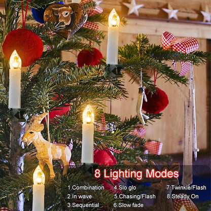 TETOU 10Ft 30LED Flameless Candles Christmas Tree Decor,Clip on Candles USB Plug in String Lights with Remote and Timer for Christmas Tree Party Holiday Garden Decorations