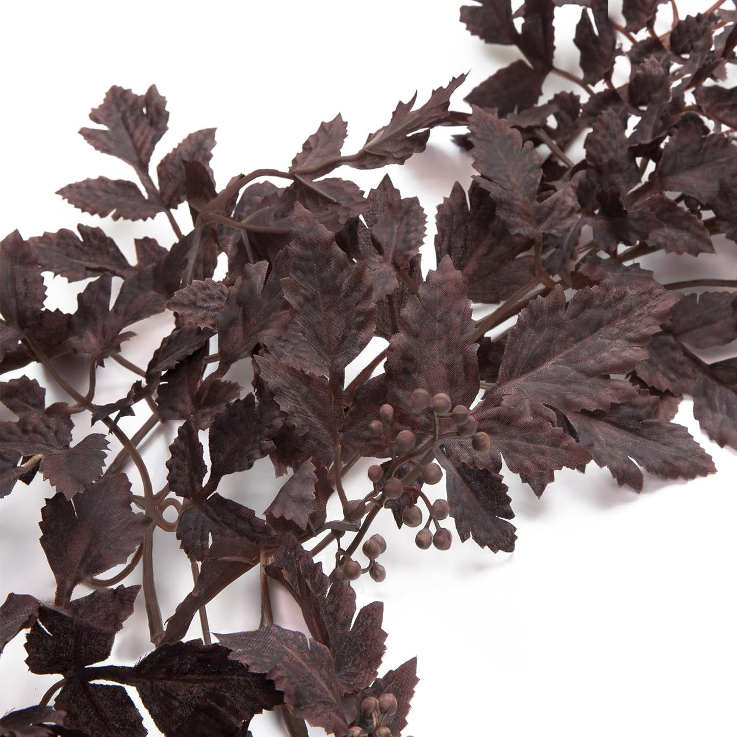 TETOU 2 Pcs Fall Garland for Mantle,6FT Plum Cimicifuga Seeded Fall Leaves Garland for Autumn Halloween Thanksgiving Harvest Home Fireplace Indoor Outdoor Decoration