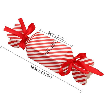 TETOU 20pcs Christmas Candy Box Red White Empty Small Chocolate Boxes for Wedding Xmas Guest Gift Wrap Bag Decor