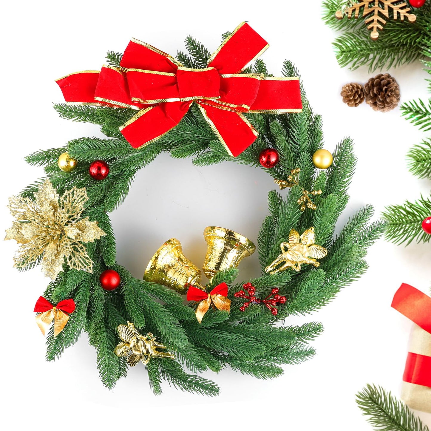 TETOU 50pcs Christmas Artificial Norfolk Pine Branches Green Cedar Sprigs Needle Garland DIY Wreath Home Decor