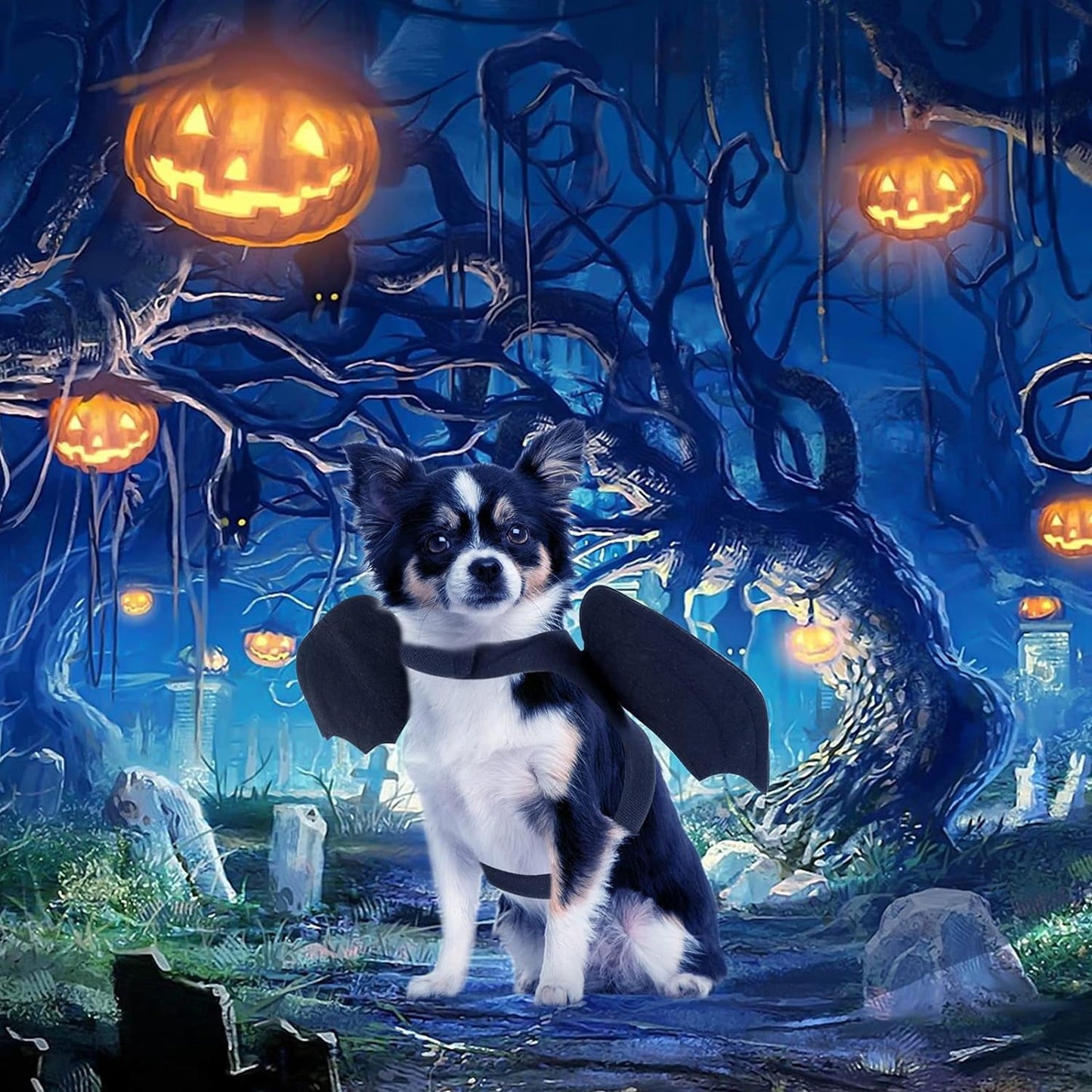 TETOU Dog Halloween Costume, Halloween Bat Fairy Wings Pet Harness Costumes for Dogs Cats Hallowe'en Party
