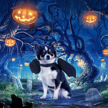 TETOU Dog Halloween Costume, Halloween Bat Fairy Wings Pet Harness Costumes for Dogs Cats Hallowe'en Party