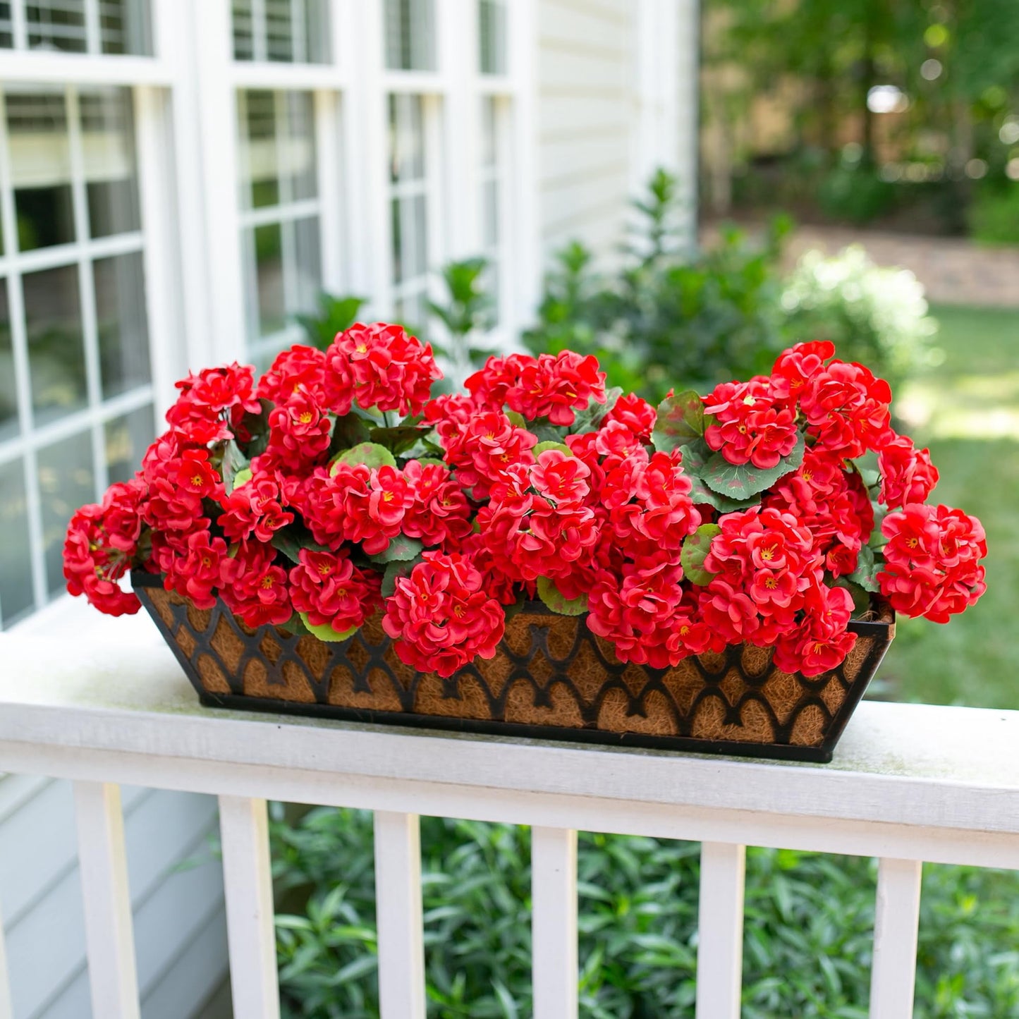 TETOU 6pcs Outdoors Artificial Fake Geranium Flowers, UV Resistant Faux Silk Geranium Flowers for Spring Summer Outside Planter Garden Home Yard Kitchen Table Centerpieces Decoration(Red)