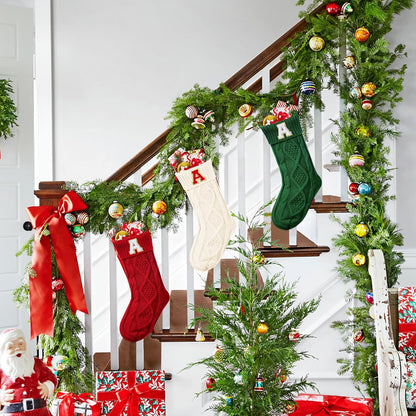 TETOU Christmas Stockings with Initials Letter 18" Stockings for Christmas Decoration - White A