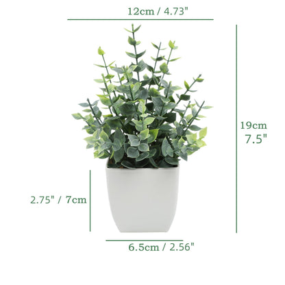 TETOU 4pcs Fake Plants Small Artificial Greenery Potted Plants Mini Simulation Eucalyptus for Home Office Table Decor