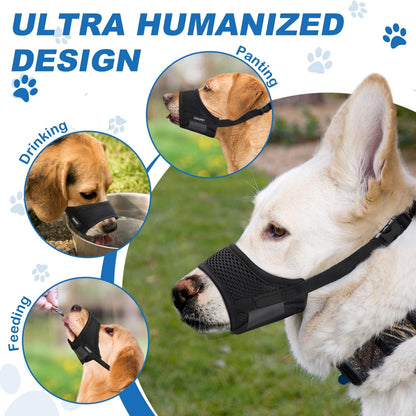 TETOU Dog Muzzle, Soft Mesh Breathable Drinkable Pets Muzzles with Adjustable Strap for Small Medium Large Dogs - M