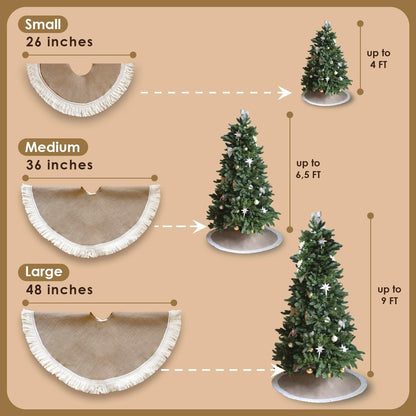 TETOU 36 Inch Christmas Tree Skirt,Linen Burlap with Tassels Fringe Trim Boho Farmhouse Rustic Christmas Tree Skirt Collar Decoration for Xmas Winter Home Holiday Indoor Outdoor Seasonal Decors