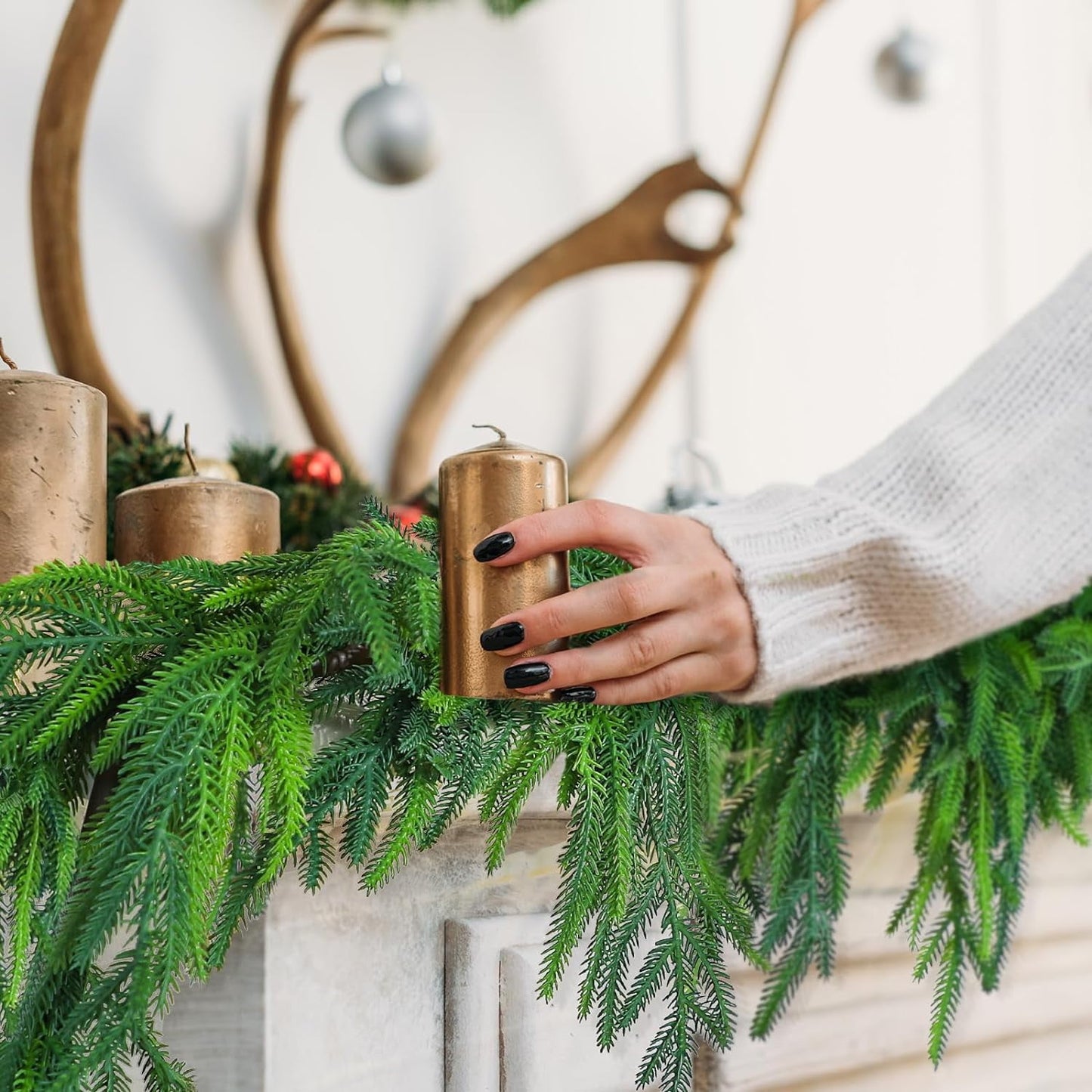 TETOU 6ft Christmas Garlands Norfolk Pine Garland Greenery Pine Garland for Indoor Holiday Decor