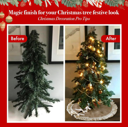 TETOU 36 Inch Christmas Tree Skirt,Linen Burlap with Tassels Fringe Trim Boho Farmhouse Rustic Christmas Tree Skirt Collar Decoration for Xmas Winter Home Holiday Indoor Outdoor Seasonal Decors